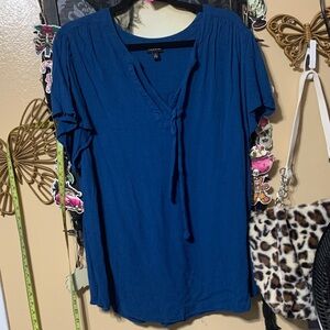 #369 size 3 torrid Teal Blouse with Tie-Front